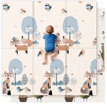 UANLAUO Foam Play Mat for Baby - Foldable Play Mats for Floor 59 x 59 Thick Foam Mats for Kids Reversible Educational Crawling Mat for Infants 6-12 Months & Toddlers, Easy Clean Playmat