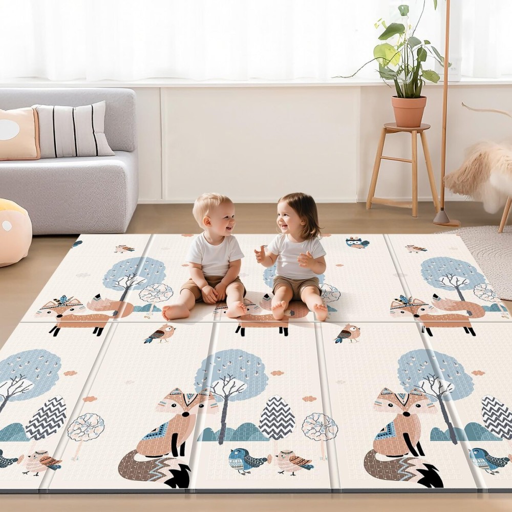 UANLAUO Kids Play Mat for Babies and Toddlers - Baby Play Mats for Floor Crawling Mats for Babies 6-12 Months, Large Waterproof Activity Playmats for Baby Infants, Toddlers, Play & Tummy Time