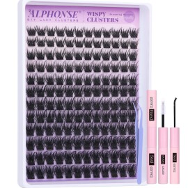 Natural Eyelash Clusters 10-16mm Lash Extension Kit Wispy Individual Lashes DIY Lash Clusters Kit with Bond and Seal by ALPHONSE