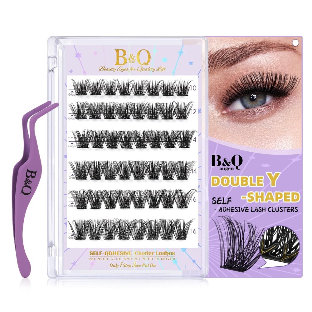 B&Q Lash Clusters Self-Adhesive 96 PCS Individual Lashes Eyelash Clusters Wispy Lashes Extension Natural Volume Cluster Lashes Fluffy Eyelashes Extension DIY at Home(SA04,D-8-16MIX)