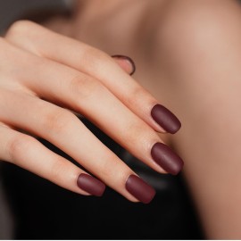 DANNI & TONI Semi Cured Gel Nail Strips Matte Burgundy Warm Color Gel Nail Wraps 28 Stickers | Velvet Rouge
