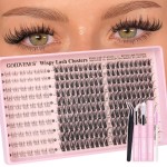 Goddvenus 250Pcs Natural Lash Clusters Kit Cluster Eyelash Extensions Kit Wispy DIY C Curl Individual Lashes Clusters With Bottom Eyelashes