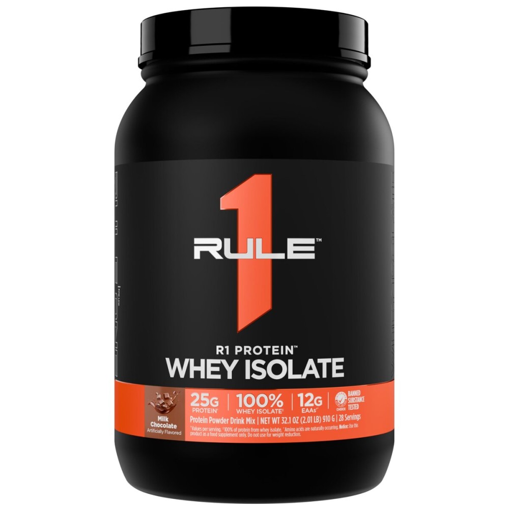 Rule1 R1 Protein Whey Isolate - with 25g Protein & 6g BCAA Exclusively from Isolated & Hydrolyzed Sources for Workout Recovery (2 Pounds*, Milk Chocolate)