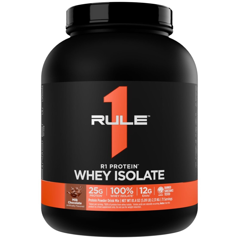 Rule1 R1 Protein Whey Isolate - with 25g Protein & 6g BCAA Exclusively from Isolated & Hydrolyzed Sources for Workout Recovery (5 Pounds*, Milk Chocolate)