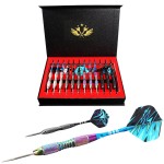 WINSDART Darts Metal Tip Set Professional Metal Darts for Dartboard Steel Tip Darts with Nonslip Iron Barrel Aluminum Dart Shafts,Extra Flights,Dart Sharpener,Gift Box