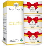 BeeFriendly Organic Face and Eye Cream, USDA Certified Organic Facial Moisturizer, All In One Natural Face, Eye, Neck, Decollete Cream Reduces Wrinkles & Lines, 6 oz (3 Jars in a box)