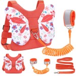 Accmor Toddler Harness Leash + Anti Lost Wrist Link, Cute Butterfly Kids Leash for Outdoor Travel, Child Walking Harness Wristband Assistant Strap Belt Keep Kids Close for Baby Boys Girls (Orange)