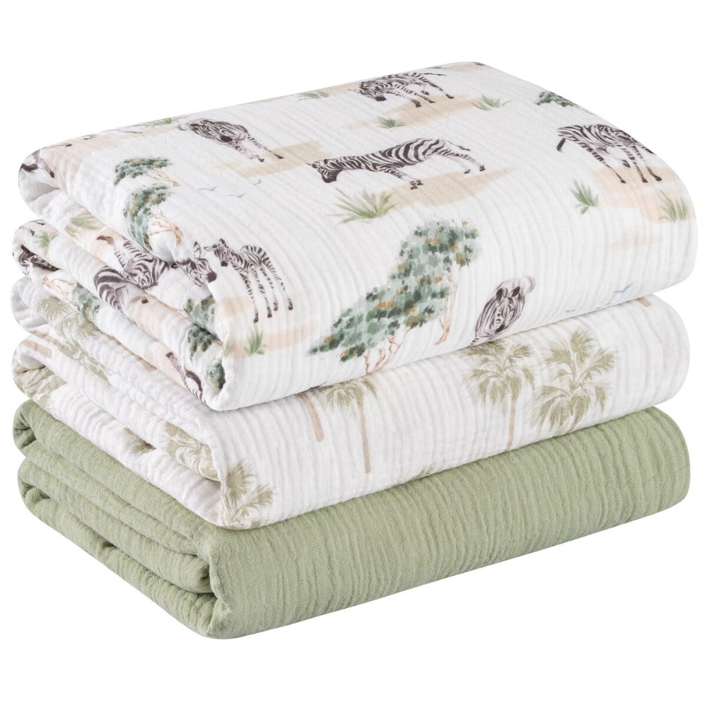 Muslin Swaddle Blankets for Newborn, 3 Pack Breathable Soft Receiving Blanket, Large 38 x 40 inches Swaddle Wrap Burping Clothes, Essentials Infant Shower Items, Toddler Gift