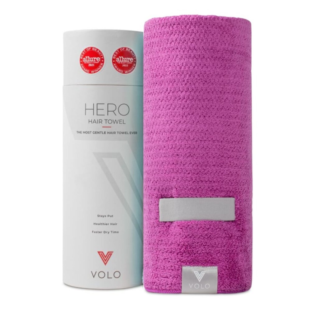 VOLO Hero Hair Towel | Super Absorbent Quick Dry Nanoweave | Reduces Dry Time by 50% | Large Wrap for All Hair Types (VOLO Hero Orchid - Tube)