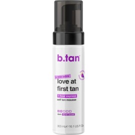 b.tan Large Violet Base Self Tanner Mousse | A Little Extra Love At First Tan - 1 Hour Express Sunless Tanning Foam, Cancels Orange Tones, Dark Bronze Glow, No Fake Tan Smell, Face & Body, 10.1 Fl Oz
