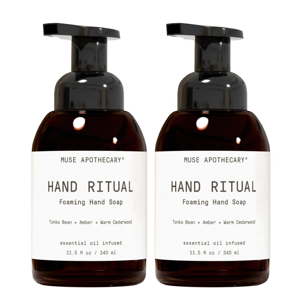 Muse Apothecary Hand Ritual - Aromatic and Nourishing Foaming Hand Soap, Infused with Aromatherapy Essential Oils - USDA Certified Biobased - 11.5 oz, Tonka Bean + Amber + Warm Cedarwood, 2 Pack