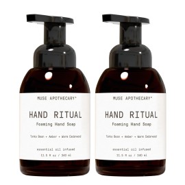 Muse Apothecary Hand Ritual - Aromatic and Nourishing Foaming Hand Soap, Infused with Aromatherapy Essential Oils - USDA Certified Biobased - 11.5 oz, Tonka Bean + Amber + Warm Cedarwood, 2 Pack