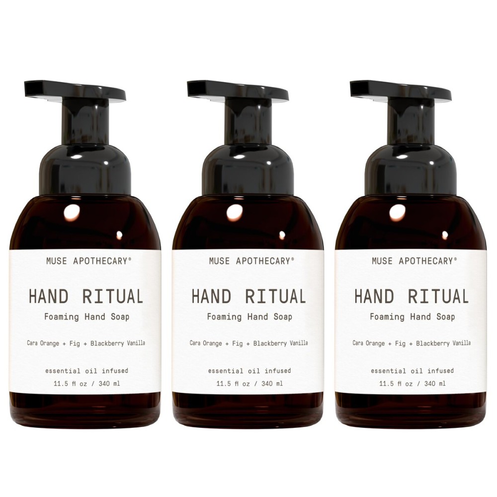 Muse Apothecary Hand Ritual - Aromatic and Nourishing Foaming Hand Soap, Infused with Aromatherapy Essential Oils - USDA Certified Biobased - 11.5 oz, Cara Orange + Fig + Blackberry Vanilla, 3 Pack