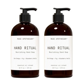 Muse Apothecary Hand Ritual - Aromatic and Nourishing Hand Soap, Infused with Aromatherapy Essential Oils - USDA Certified Biobased - 16 oz, Cara Orange + Fig + Blackberry Vanilla, 2 Pack