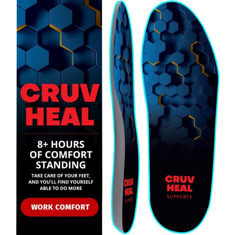 (New) Work Comfort Orthotic Insoles - Anti Fatigue Shoe Insert Men Women - Low Arch Support - Shock Absorption - Foot Pain Relief - Work Boot Insoles (Blue, S)