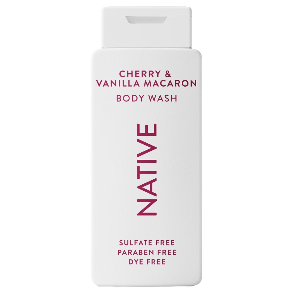 Native Body Wash Contains Naturally Derived Ingredients | For Women & Men, Sulfate, Paraben, & Dye Free Leaving Skin Soft and Hydrating | Cherry & Vanilla Macaron 18 oz