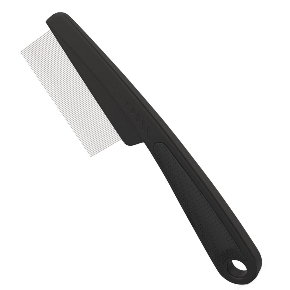 Dandruff Comb Fine Tooth Scalp Detox Comb Lice for Women, Men & Kids Stainless Steel Scalp Detoxing, Sweep & Massage Hair Brush Tool for Hair Care (Black 1PC)