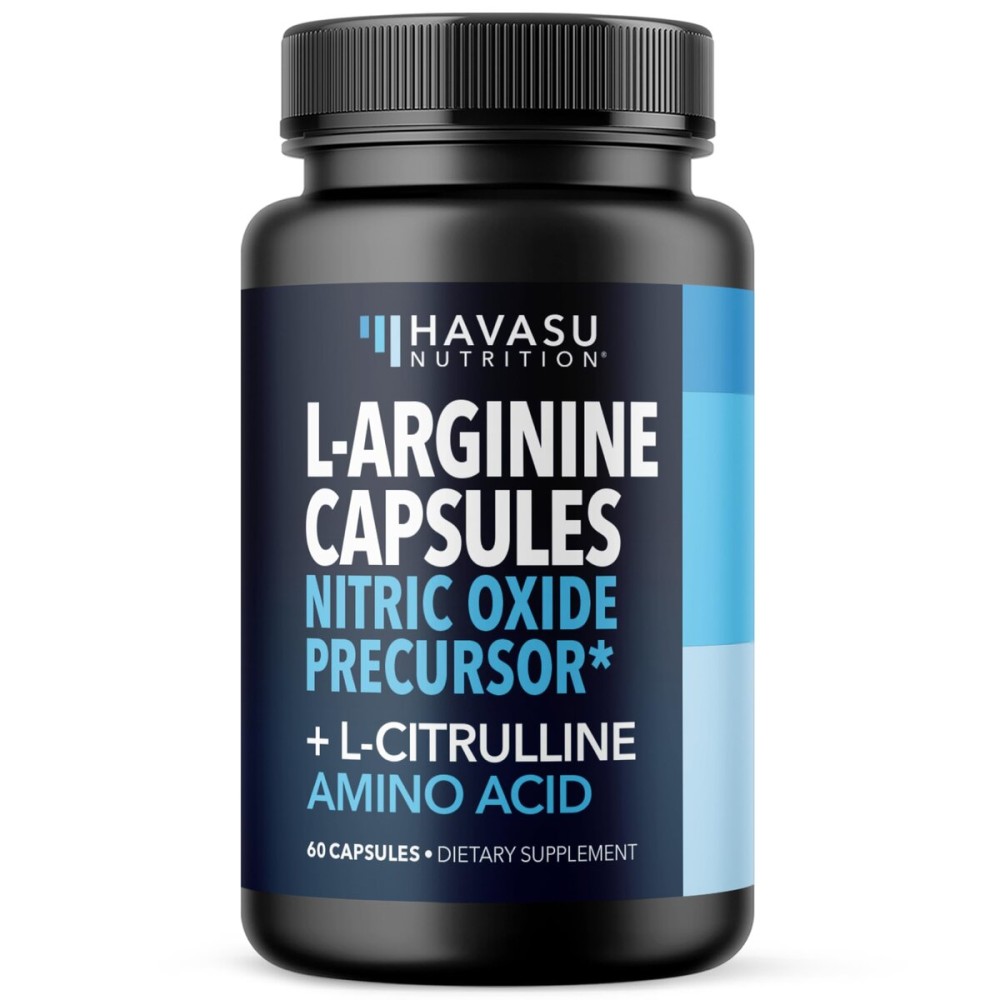 1,000 mg L-Arginine Capsules with L-Citrulline - Nitric Oxide Supplement - L Arginine w/ L Citrulline - 60 Count - Vegan, Non-GMO Capsules for Performance, Endurance, Muscle Support - 1 Month Supply