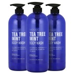 Tea Tree Body Wash with Mint & Shower Gel with Vitamin E for Jock Itch, Eczema, Ringworm, Body Odor, Body Wash Women & Men with Added Body Oils,LARGE 20.2 FL Oz Bottle (Tea Tree Mint, Pack of 3)