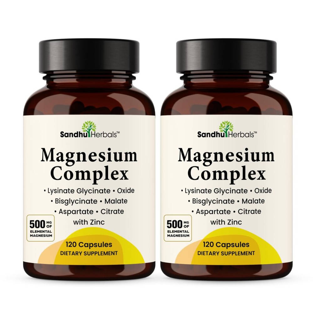 Complete Magnesium Complex 500mg for Women & Men | 240 Capsules | 6 in 1 Mag Supplement with Zinc | Quality Sleep & Muscle Health | Glycinate, Citrate, Malate, Oxide, Aspartate, Lysinate Glycinate