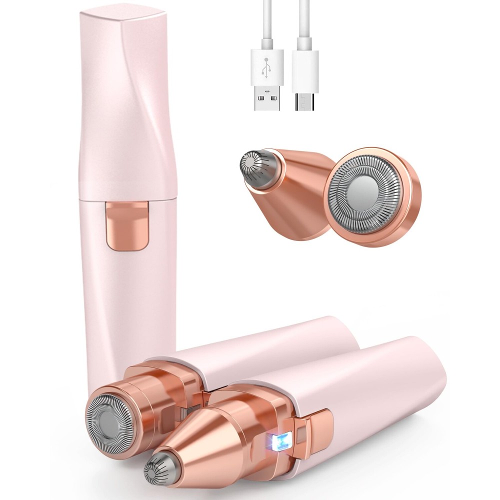 IFANZETECH Eyebrow Trimmer Facial Hair Removal for Women: 2 in 1 Rechargeable Facial Hair Remover & Eyebrow Razor, Electric Painless Face Shaver for Women with LED Light for Eye brow, Lips & Face