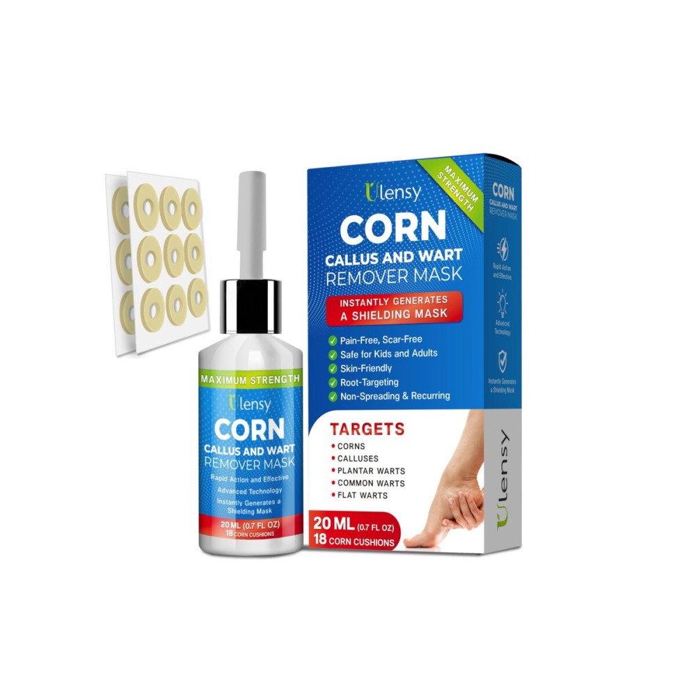 Ulensy Corn Remover Liquid for Toes Feet: 20ml Salicylic Acid for Foot Corns Calluses Wart Removal at Work Home - Safe for Kids Teens Adults Seniors Athletes Runners Workers Men Women