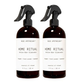 Muse Apothecary Home Ritual Active Odor Eliminator Spray - Furniture Deodorizer Spray & Bathroom Odor Eliminator for Home - Essential Oil Air Freshener - 8oz, Bergamot + French Lavender + Sandalwood 2