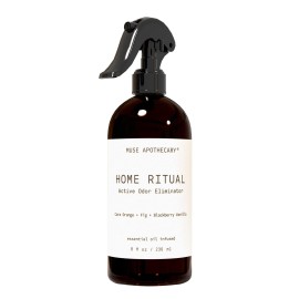 Muse Apothecary Home Ritual Active Odor Eliminator Spray - Furniture Deodorizer Spray & Bathroom Odor Eliminator for Home - Essential Oil Air Freshener - 8oz, Cara Orange + Fig + Blackberry Vanilla