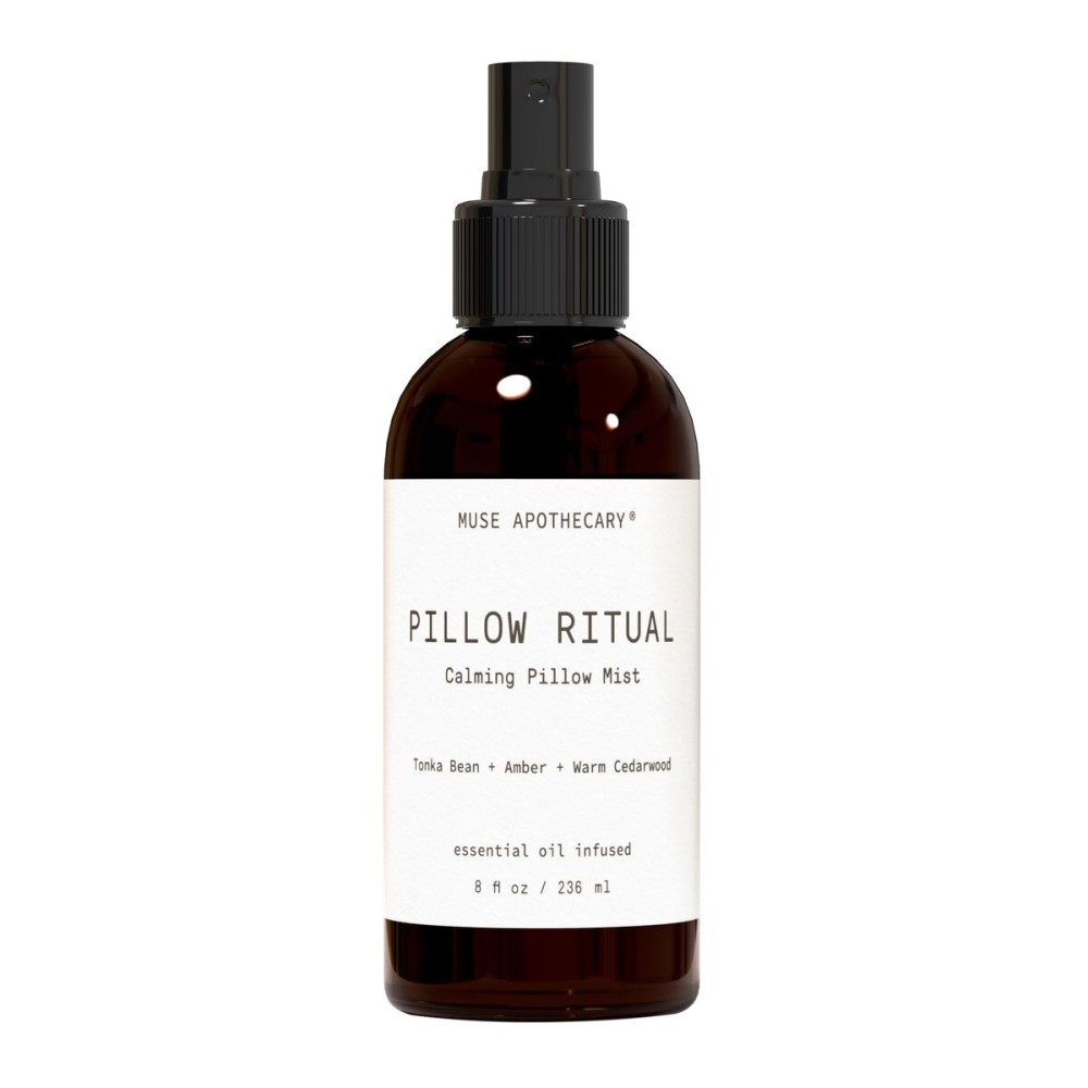 Muse Apothecary Pillow Ritual - Aromatic, Calming and Relaxing Pillow Mist, Linen and Fabric Spray - Infused with Natural Aromatherapy Essential Oils - 8 oz, Tonka Bean + Amber + Warm Cedarwood