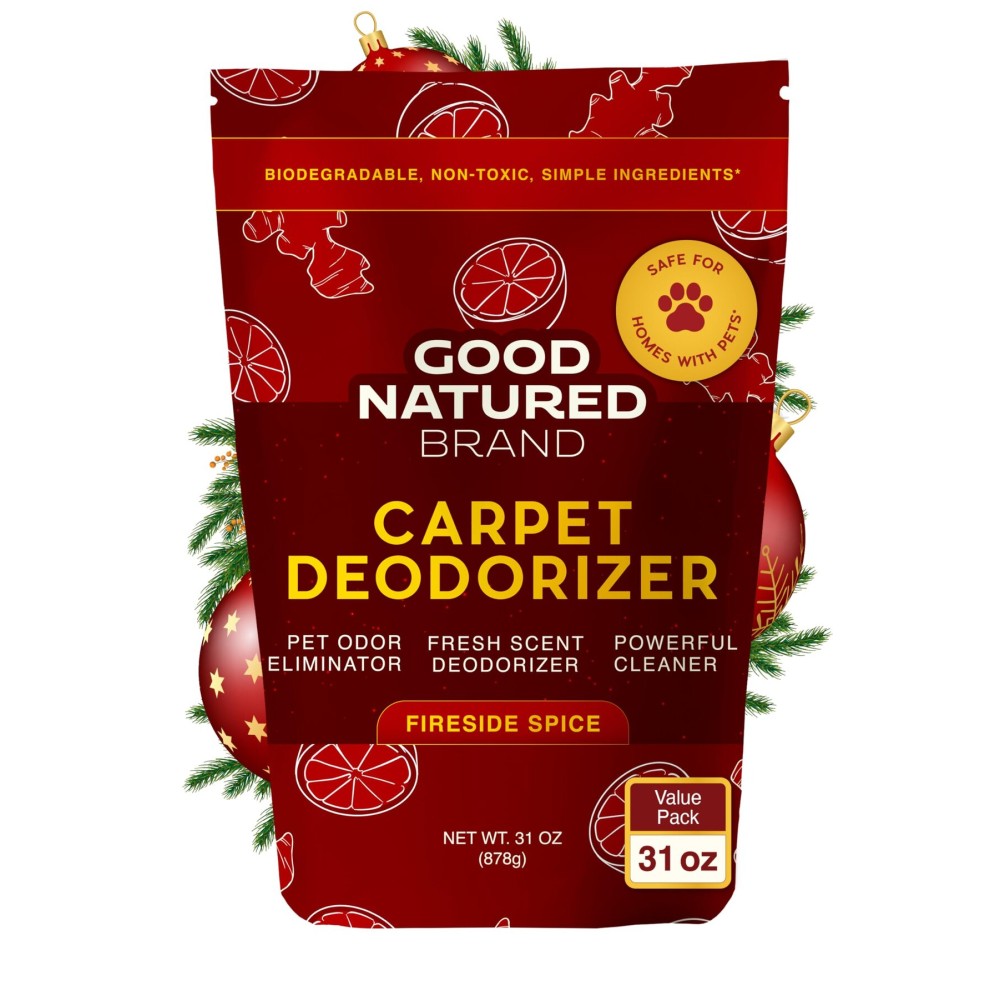 Good Natured Brand | Carpet Deodorizer & Freshener Powder | 31 oz Pet Odor Eliminator for Strong Odor & Pet Urine | Fresh Natural Fireside Spice Scent | Safe for Homes with Pets