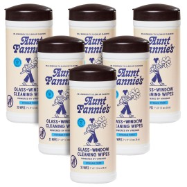 Aunt Fannie\'s Glass & Window Cleaning Wipes, Natural Streak-Free Glass Cleaner, 35 Count (Pack of 6)