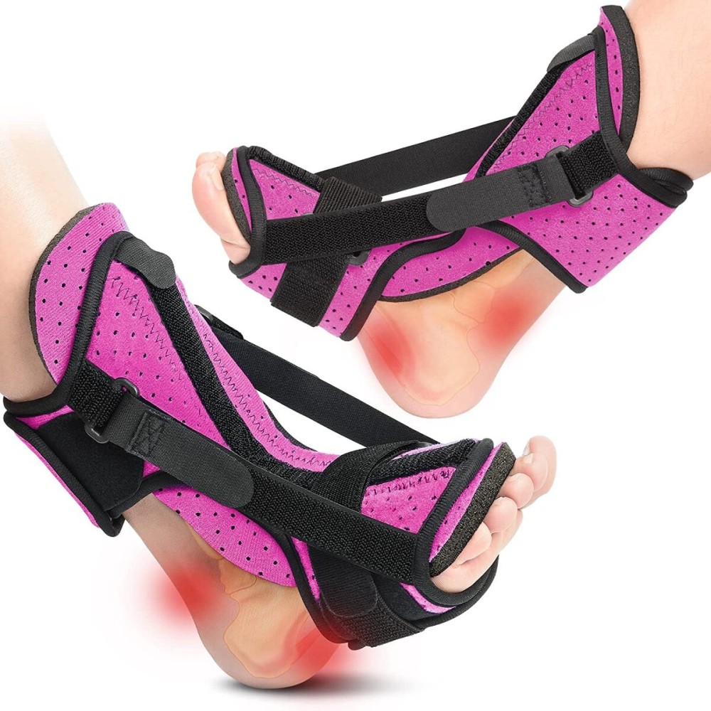 Plantar Fasciitis Night Splint: 2 Packs Upgraded Brace with Soft Memory Foam Pad | Ankle Brace for Plantar Fasciitis Relief Achilles Tendonitis Relief Foot Drop Heel Arch Pain Support for Women Pink