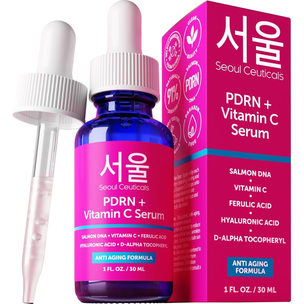 SeoulCeuticals PDRN Serum Salmon DNA Vitamin C Serum - Korean Skincare Anti Aging PDNR Skin Repair Booster - K Beauty Skin Care for Face 1oz