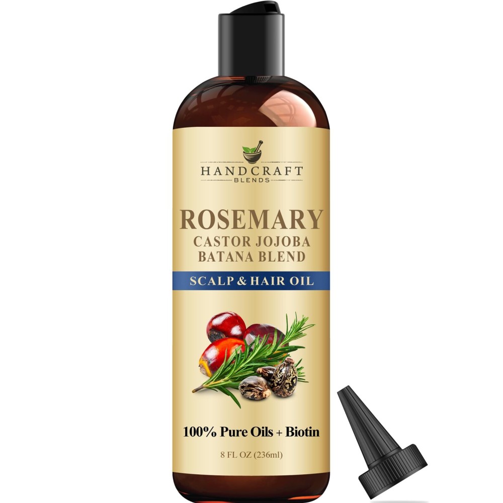 Handcraft Blends Rosemary Oil for Hair 8 Fl Oz | Nourishing Hair Oil | 100% Pure and Natural | Rosemary, Castor, Jojoba, and Batana Oils & Biotin | Carrier Oil