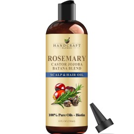Handcraft Blends Rosemary Oil for Hair 8 Fl Oz | Nourishing Hair Oil | 100% Pure and Natural | Rosemary, Castor, Jojoba, and Batana Oils & Biotin | Carrier Oil