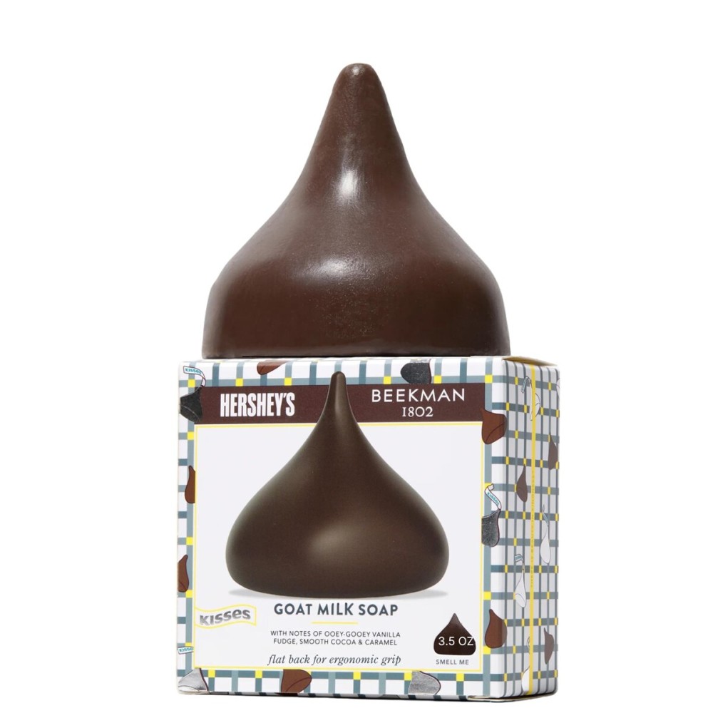 Beekman 1802 x HERSHEY\'S Limited Edition KISSES Milk Chocolate Goat Milk Soap Bar - Featuring a Flat Back for Ergonomic Grip (3.5oz)