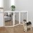 ZJSF Freestanding Foldable Dog Gate for House Extra Wide Wooden White Puppy Gate Stairs Dog Gates Doorways Tall Pet Gate 3 Panels Pet Fence