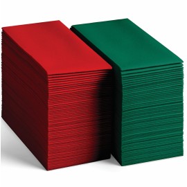 Disposable Linen-Feel Napkins For Christmas, 200 Red And 200 Green Guest Towels For Christmas Holiday Table Decor, 12 x 17, 400-Pack