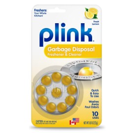 Plink Garbage Disposer Cleaner, Freshener & Odor Removing Balls, Washes Away Foul Odors, Easy to Use - Fresh Lemon Scent, 10 Uses